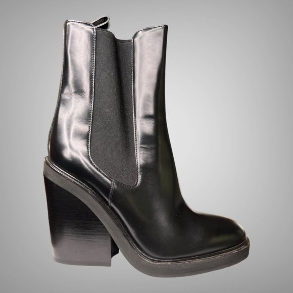 Hermes NIB Noir Mid Calf Chelsea Boots Size 40 Shoes - Picture 1 of 10